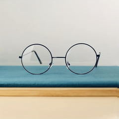 Classic Retro Round Glasses Frame Performance Props Flat Mirror Glasses