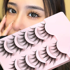 5 Pairs Manga Eyelashes 3D False Lashes Fluffy Cross Wispy Extension Makeup