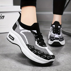Women's Mesh Platform Sneakers Casual Lace Up Shoes