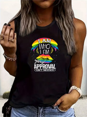 LGBT Casual Tank Top Women's Plus Rainbow Print Tank Top