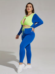 Colorblock Cut Out Crop Top & Leggings Set
