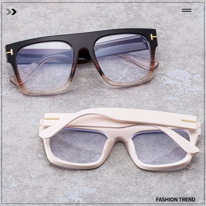 Men's Square Flat Mirror Myopia Glasses Anti Light PC Spectacles