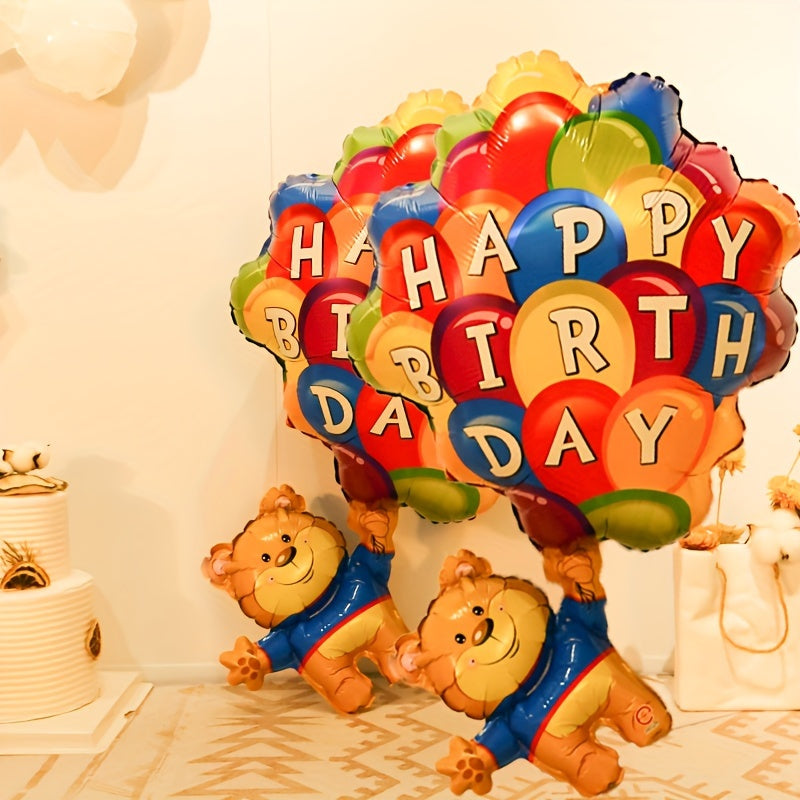 2pcs Birthday Parachute Bear Aluminum Balloon Room Decoration