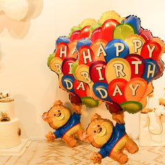 2pcs Birthday Parachute Bear Aluminum Balloon Room Decoration