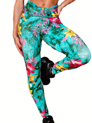 Flower Printed High Waist Yoga Leggings for Women
