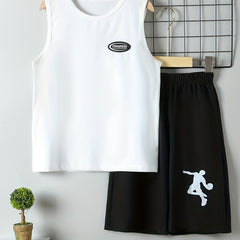 Boys Vest And Shorts 2pcs Set Basketball Sports Suit