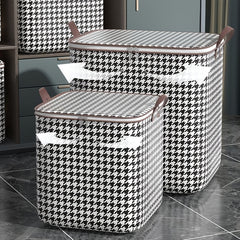 Large Capacity Storage Bag Houndstooth Patten Zipper Organizer