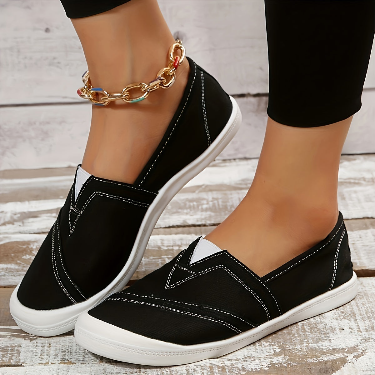 Women's Canvas Slip On Flat Sneakers