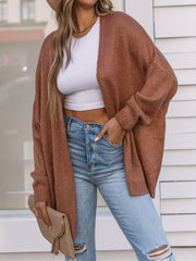 Women's Letter Pattern Open Front Knit Cardigan