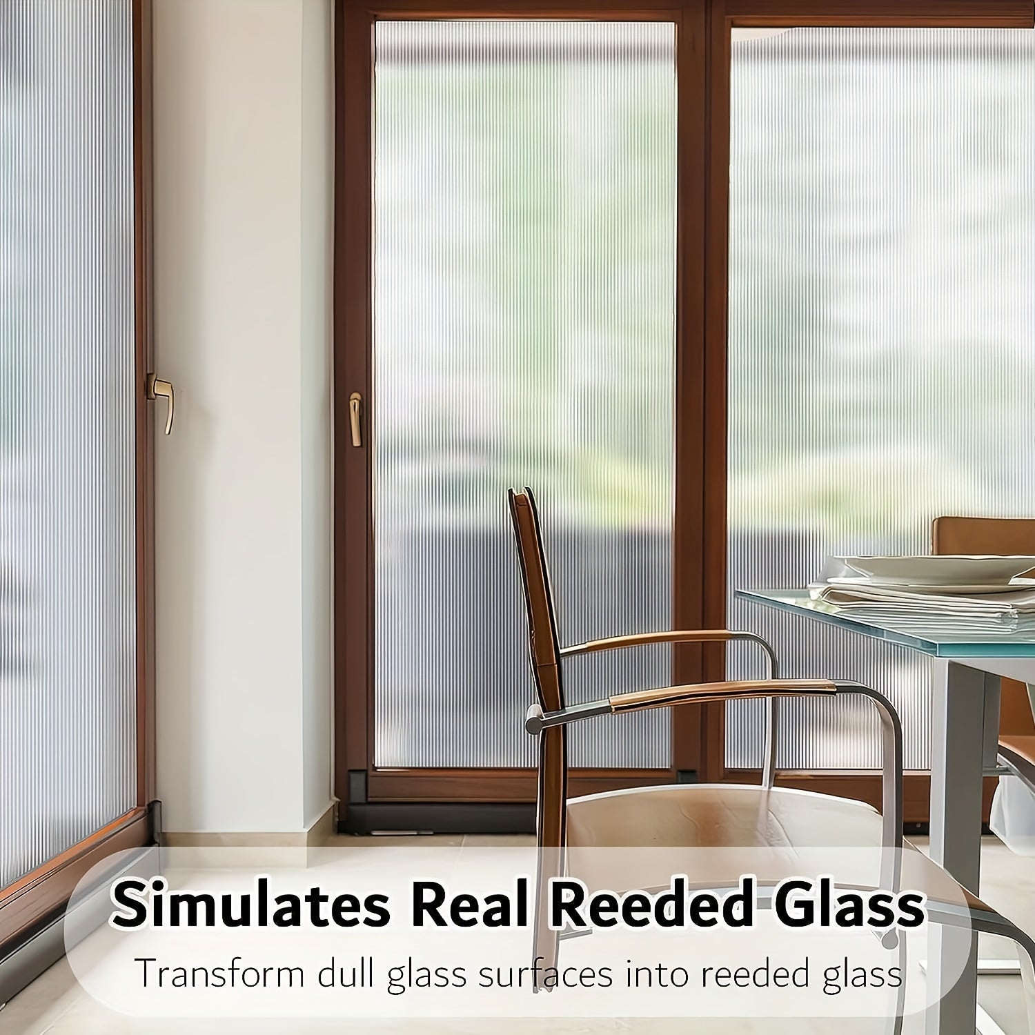 Reeded Glass Window Film Frosted 3D Decorative Window Decals