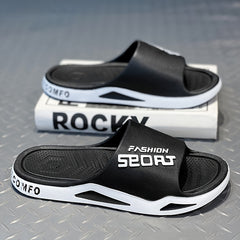Men's Alphabet Print Open Toe Beach Slides Slip On Shoes