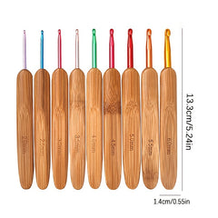 9pcs Bamboo Handle Crochet Wool Crochet Hand DIY Knitting Tools for Beginners