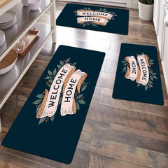 Letter Art Area Rug Leaf Pattern Washable Floor Mat for Bedroom Living Room