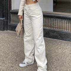 Wide Leg Jeans Mid Rise Denim Pants
