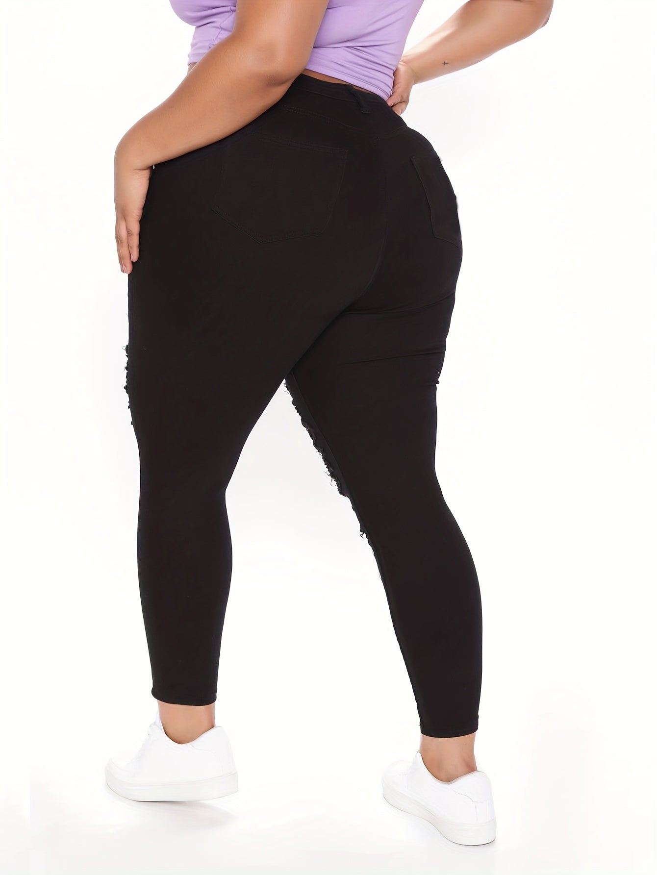 Casual Ripped High Rise Skinny Jeans