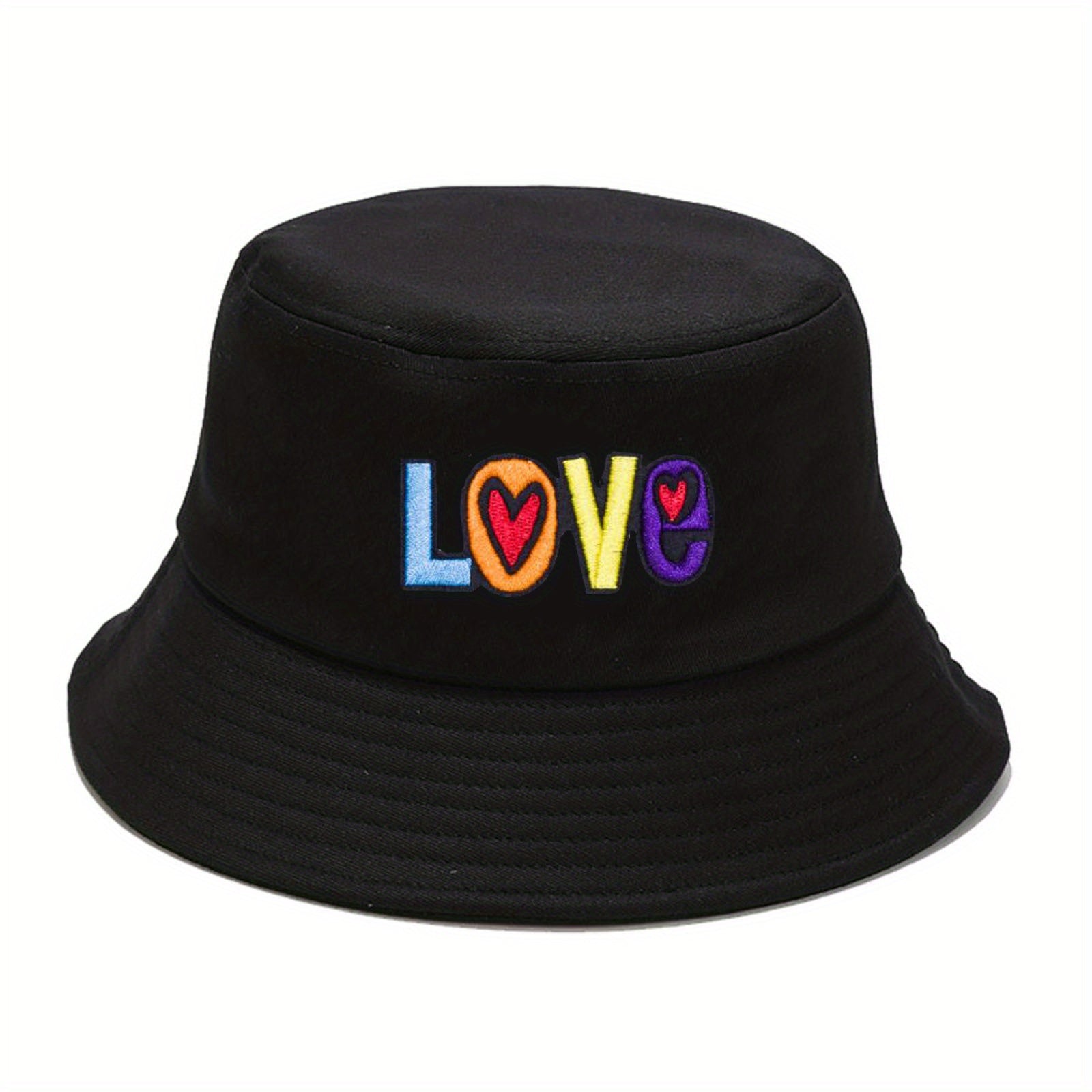 Mens Bucket Hat Love Embroidered Fisherman Hat