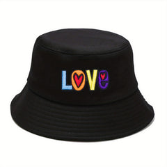 Mens Bucket Hat Love Embroidered Fisherman Hat