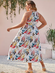 Vacay Summer Dress Women's Plus Tropical Print Wrap Dress