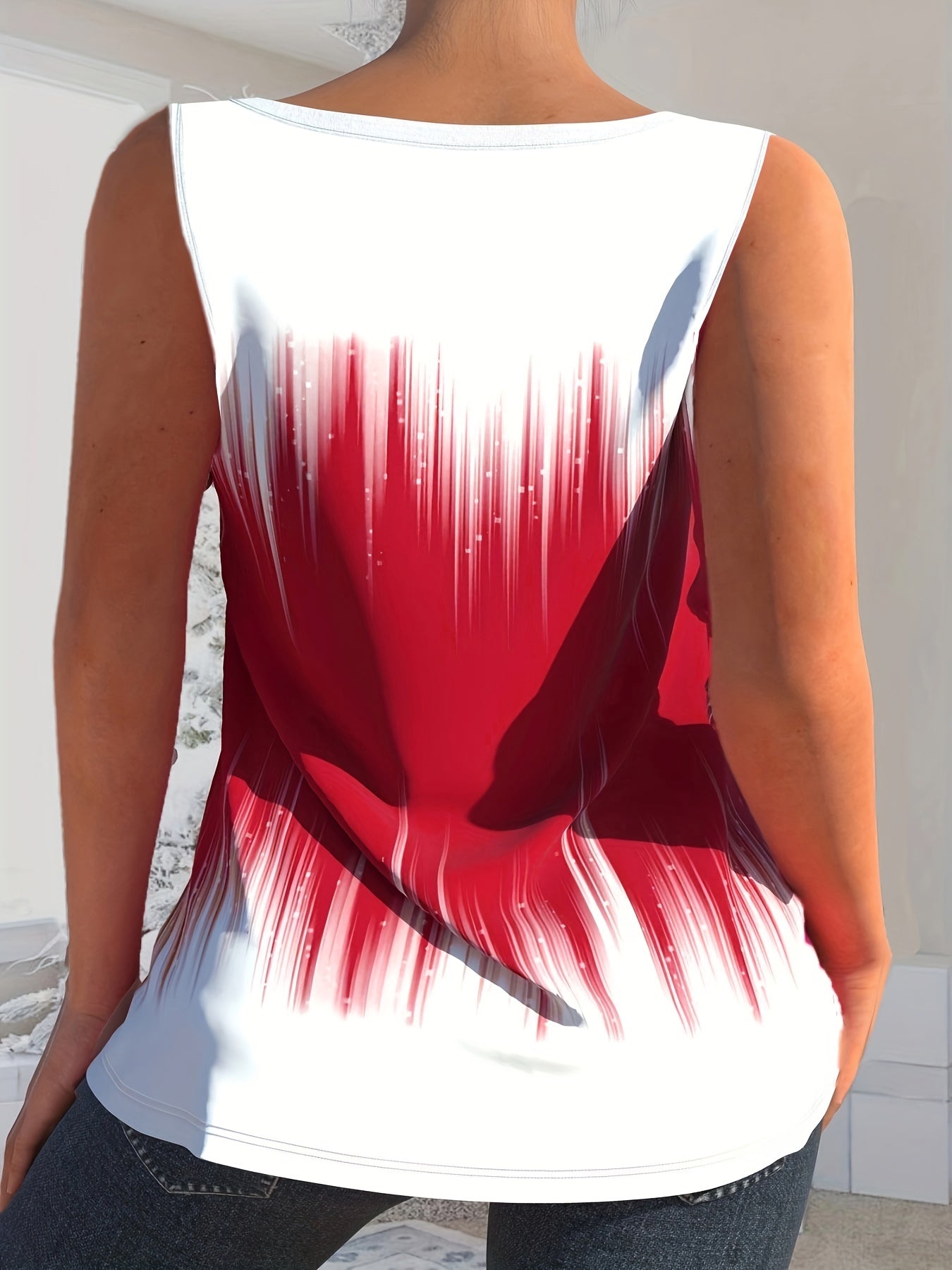 Tie Dye Cut Out Tank Top V Neck Summer Tank