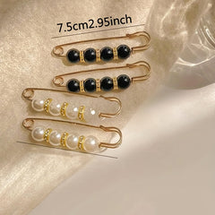 4pcs Faux Pearl Brooch Waist Pin Scarf Buckle Sweater Shawl Clips