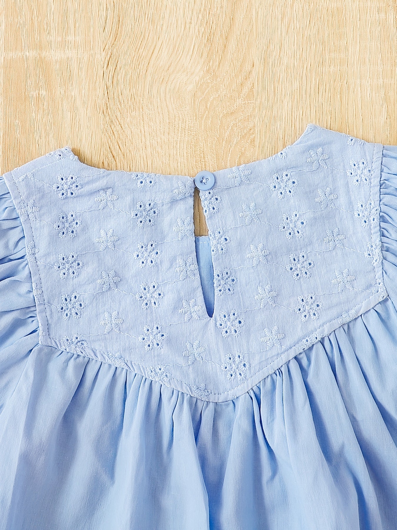 Girls Casual Puff Sleeve Flower Blouse Short Sleeve Top