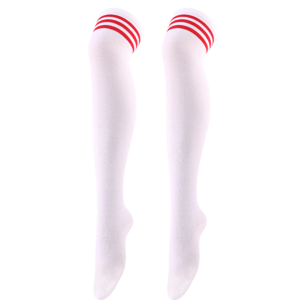 Striped Trim Thigh High Socks Over The Knee Stockings
