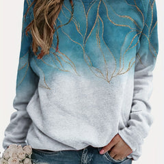 Marble Print Gradient Crew Neck Sweatshirt
