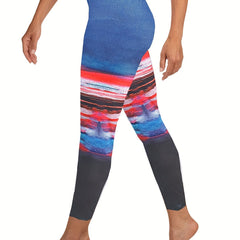 Sunset Print Skinny Leggings High Waist Stretchy Leggings