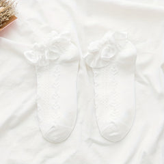 3 Pairs Twist Textured Socks Sweet & Ruffle Short Socks Women's Stockings