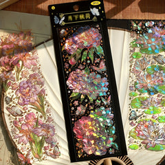 3pcs Retro Floral Sticker Pack - Laser Hot Stamping, Journal Decoration