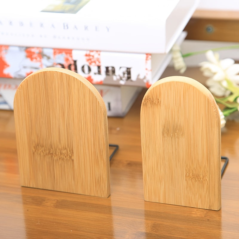 Bamboo Book Stand Desk Flapper Log Texture Office School Book Folder Storage Des