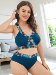 Tie Dye V Neck Bra & Panties Set Sexy Lingerie 2pcs Set