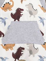 2pc Baby Boys T-shirt & Dino Print Overalls Set
