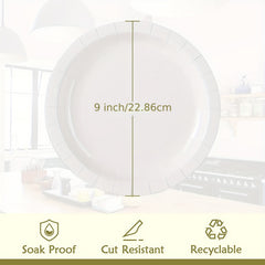 20 Pcs Disposable Paper Plates Bulk Round Soak Proof Cut Proof Dinner Plates