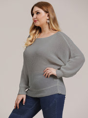 Round Neck Long Sleeve Sweater Women's Plus Casual Pullover