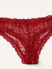 3-Pack Plus Size Floral Lace Underwear Set for Women Semi Sheer