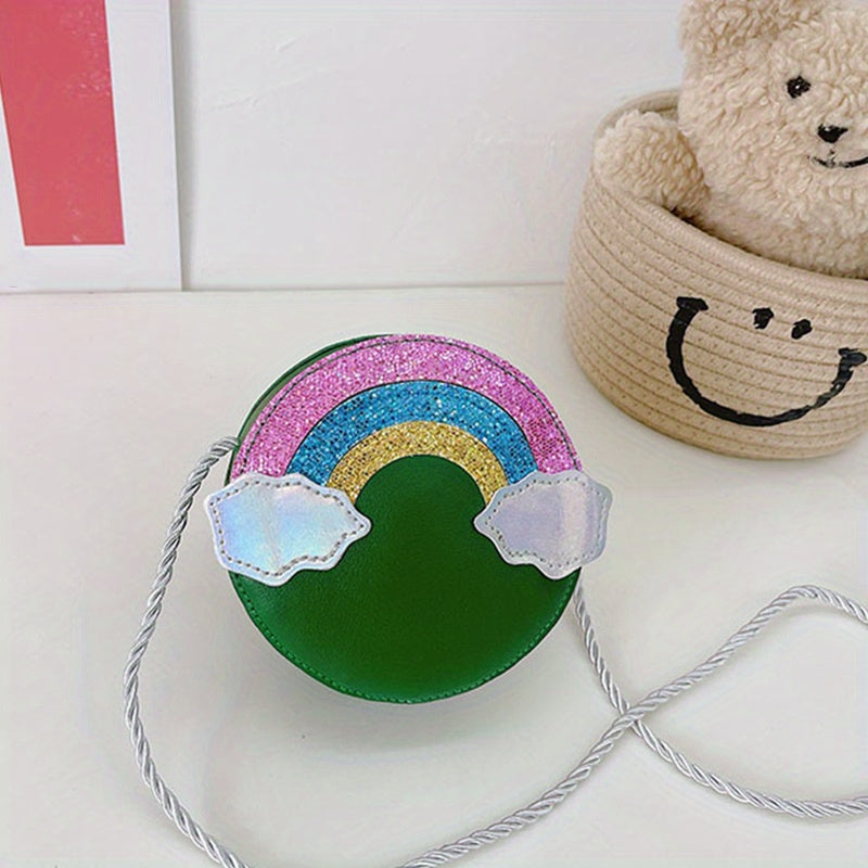Kids Mini Round Crossbody Bag Rainbow Coin Purse for Girls