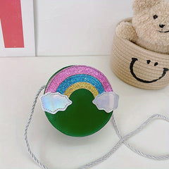 Kids Mini Round Crossbody Bag Rainbow Coin Purse for Girls