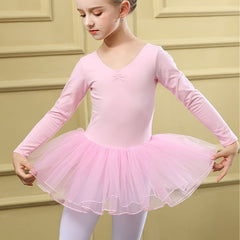 Sweet Girls Long Sleeve Ballet Tutu Leotard Dancing Suit