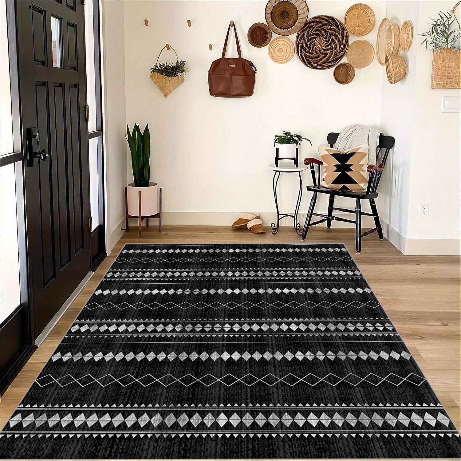 Soft Faux Sheepskin Geometric Moroccan Style Carpet