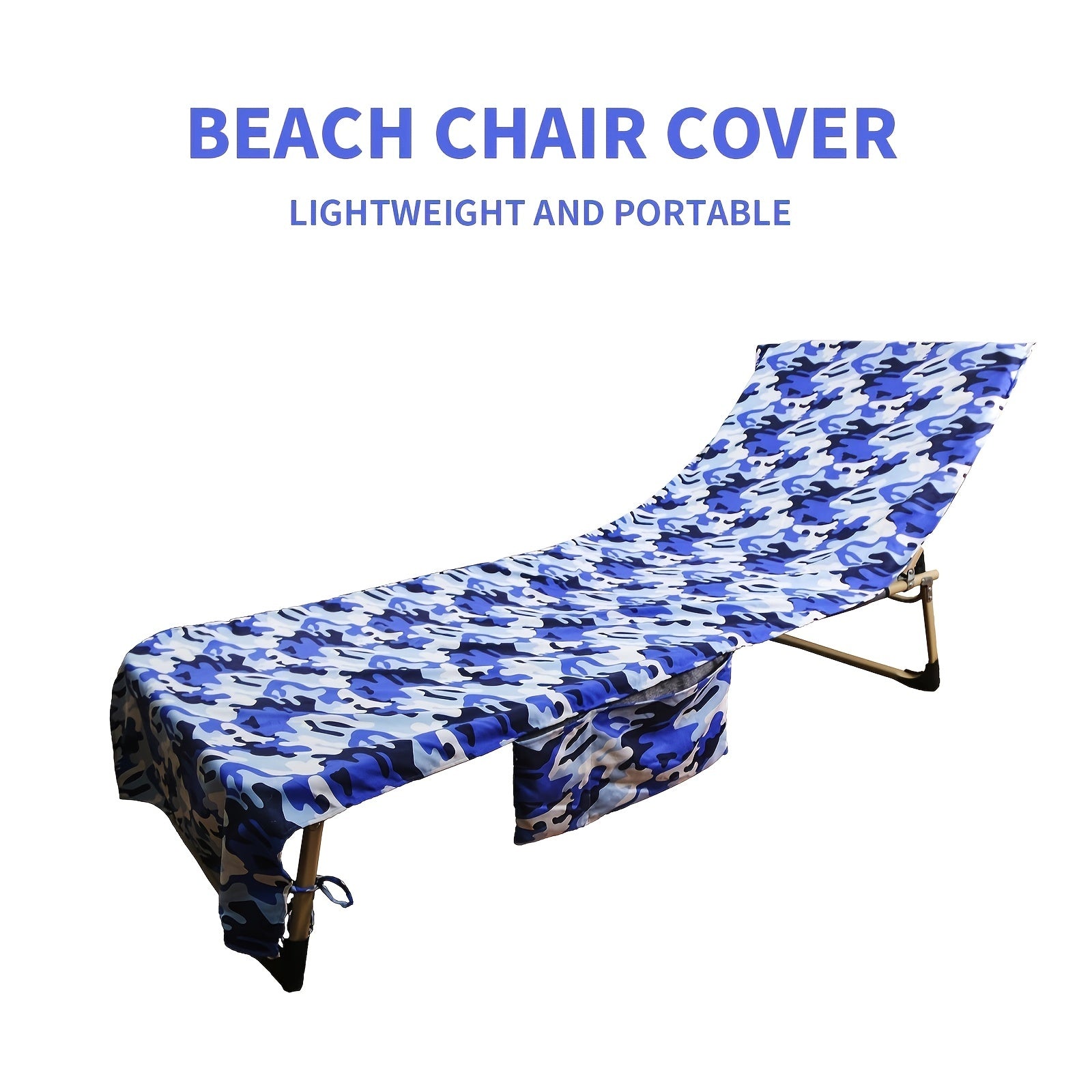 Beach Chair Towel With Side Pockets Quick Dry Portable Cover