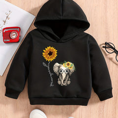 Baby Flower & Elephants Graphic Sweatshirt Kids Spring Autumn Hoodie Top