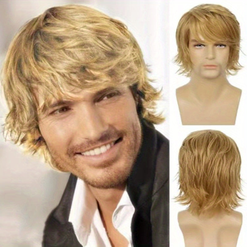Men's Short Curly Wig Synthetic Heat Resistant Halloween Costume Hair