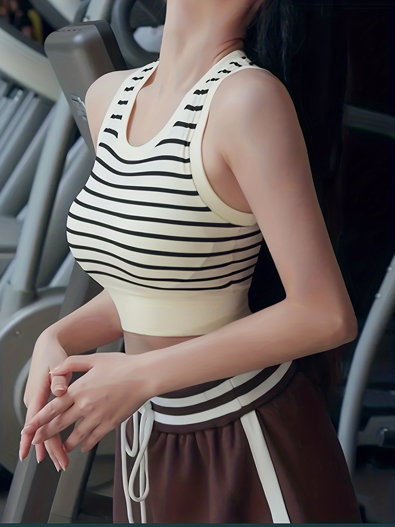 2pcs Striped Sports Tank Top Women's Summer Tops