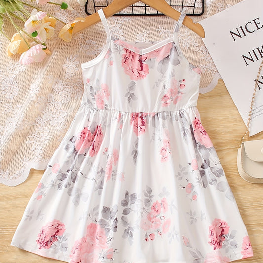Toddler Girls Flowers Graphic Princess Dress for Party Beach Vacation