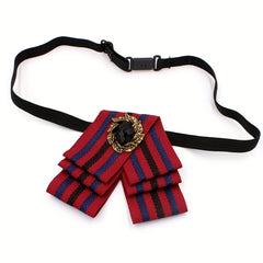 Crystal Decor Striped Bow Tie Classic Pre-tied Necktie for Women