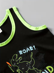 Boys Girls Casual Dinosaur Tank Top & Shorts Set for Summer