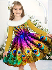 Sweet Snowflake Long Sleeve Dress for Girls