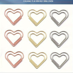 30pcs Rose Golden Heart Paper Clips Small Paper Clips For Office Supplies