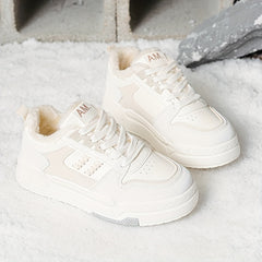 Women's Winter Skate Shoes Faux Fur Lined Low Sneakers Lace up